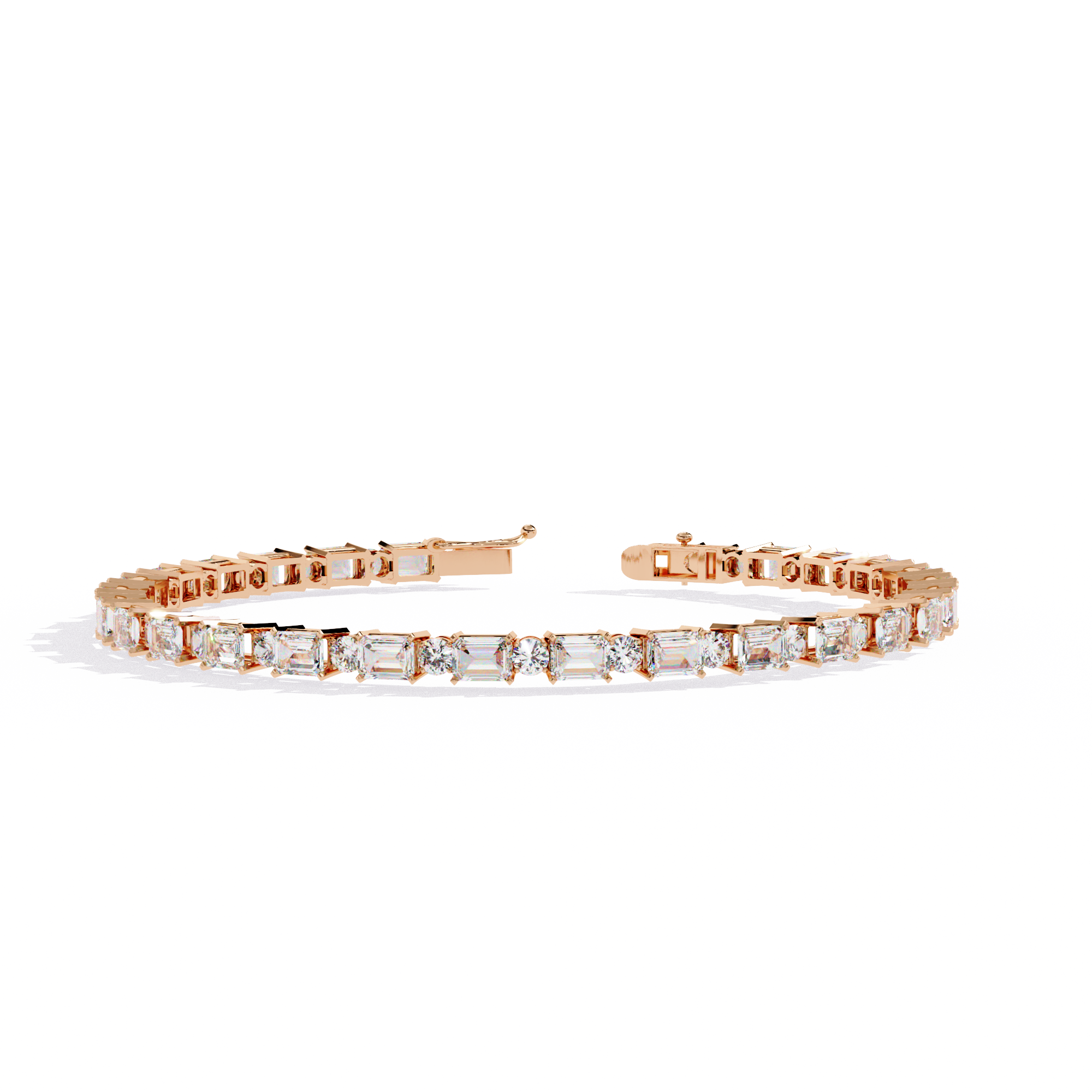 Solitairekart 5.1ct Emerald and Round Natural Diamond Bracelet-HI Color, VS-SI Clarity